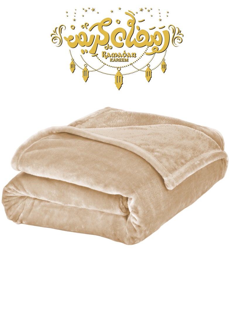 سيد المنسوجات المنزلية بطانية مخمل خفيفه بمقاس مفرد، سلسلة مورا، 350 جم/متر مربع، 230 × 170 سم، صوف إضافي فائق النعومة لجميع فصول السنة، يستخدم كغطاء للسرير بطانيات . - Image 1